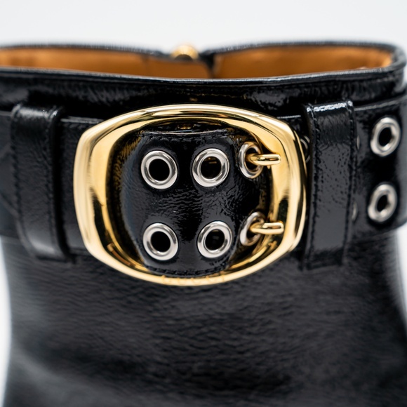 size 8G 8.5 US Gucci Black Patent Leather Buckle Ankle Boots Men Zip Closure main image 11